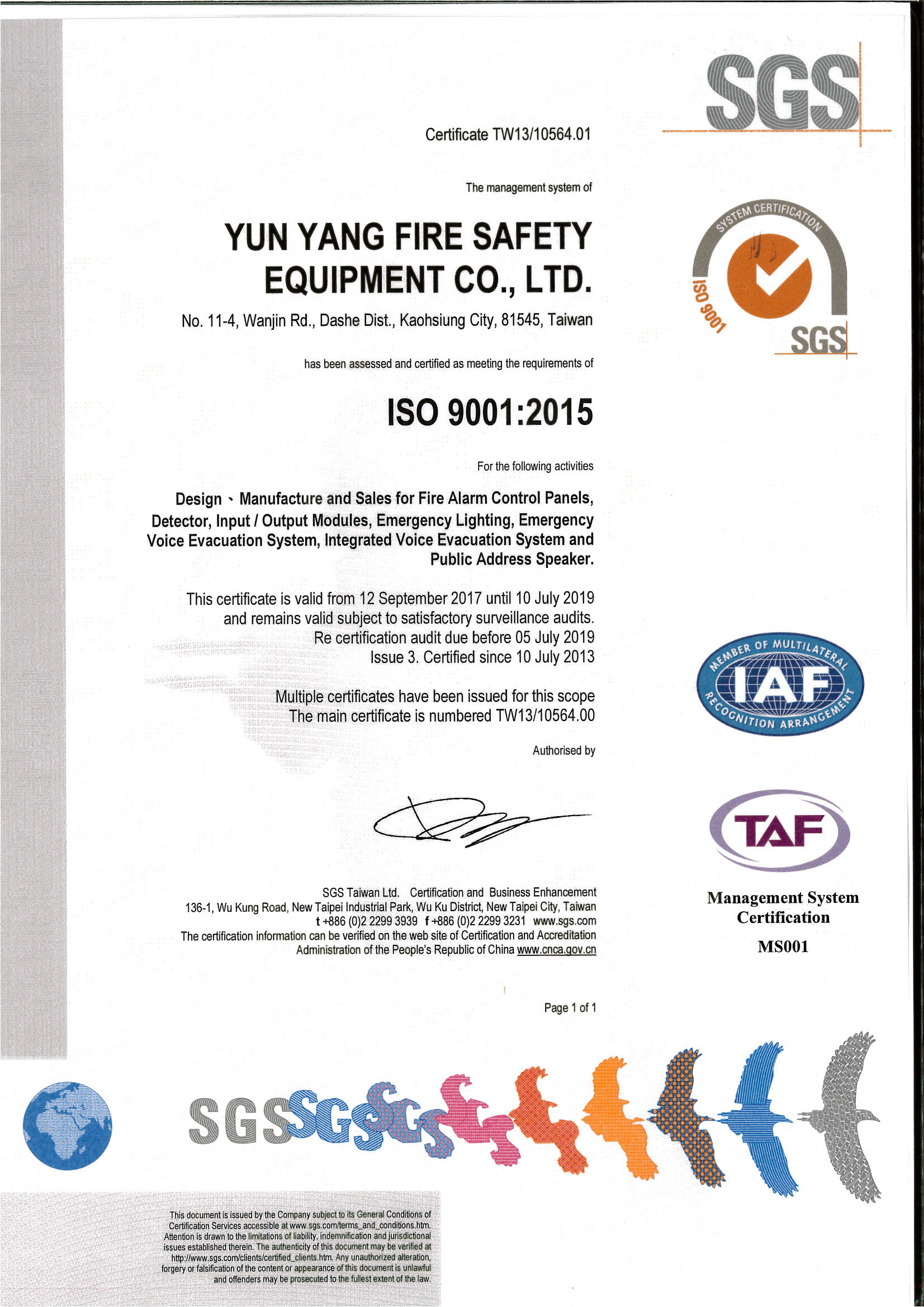 SGS ISO 9001-2015 - TAF